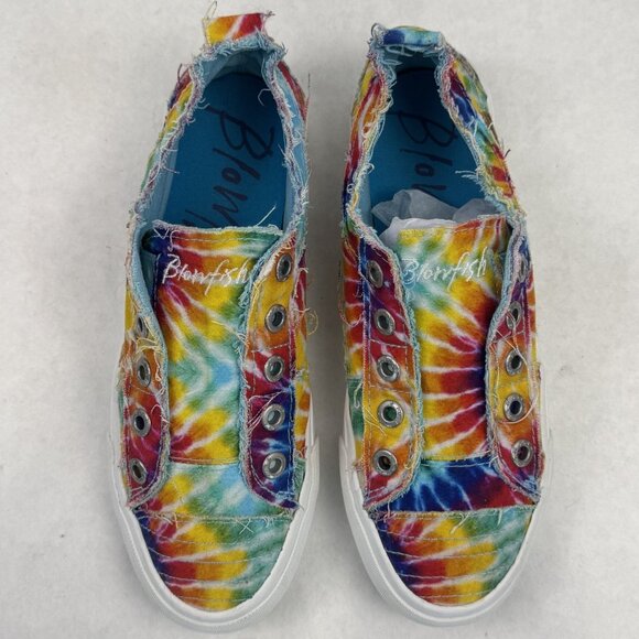 Blowfish Malibu Womens Size 8 Rainbow Tie Dye Play Sneakers Slip On Canvas - Picture 6 of 12